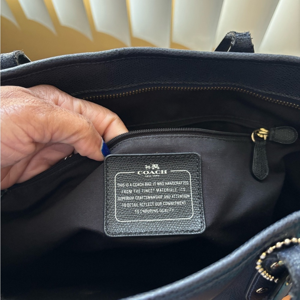 Coach Blue Pebbled Tote with Gold Hardware - Picture 7 of 11